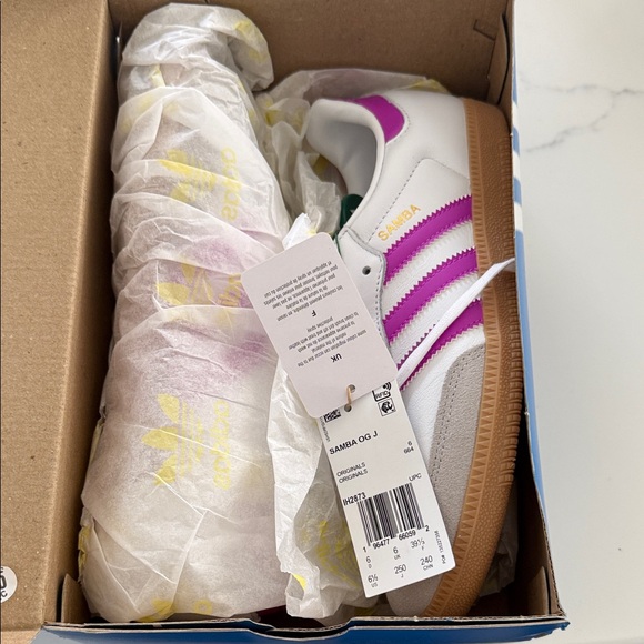 adidas Samba OG J White Purple Gum Sole - Picture 2 of 6